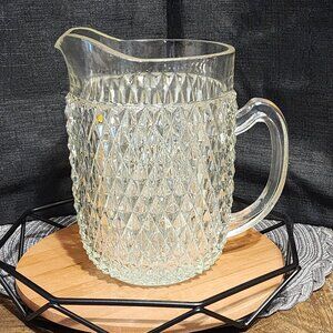 Elegant Diamond Pattern Glass Pitcher